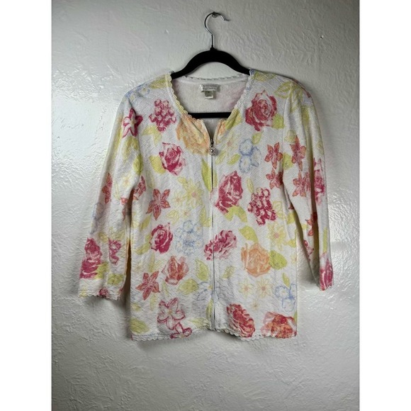 Christopher & Banks Sweaters - Vintage Christopher & Banks Floral Zip Up Cardigan Sweater Small Cottage Grandma